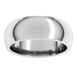 10K White Gold 7 mm Comfort-Fit Half Round Band Size 10.5