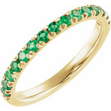 14K Yellow Gold Natural Emerald Stackable Ring