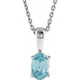 Sterling Silver Natural Blue Zircon 16-18" Necklace
