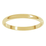 14K Yellow Gold 2 mm Lightweight Half Round Band Size 3.5