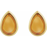 14K Yellow Gold Natural Citrine Cabochon Earrings
