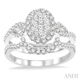 7/8 Ctw Diamond Lovebright Wedding Set with 5/8 Ctw Engagement Ring and 1/5 Ctw Wedding Band in 14K White Gold