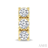 1/4 Ctw 3-Stone Round Cut Diamond Fashion Earrings in 14K Yellow Gold
