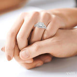 1 1/6 Ctw Diamond Engagement Ring with 3/4 Ct Princess Cut Center Stone in 14K White Gold