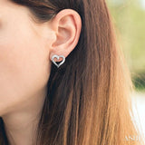 1/20 Ctw Round Cut Diamond Heart Shape Diamond Journey Earrings in Sterling Silver