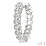 1/10 Ctw Lattice Round Cut Diamond Hoop Earrings in 10K White Gold