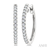 1/5 Ctw Round Cut Diamond Hoop Earrings in 10K White Gold