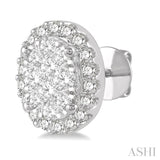 1/2 ctw Oval Shape Lovebright Round Cut Diamond Stud Earrings in 14K White Gold