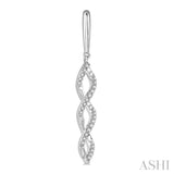 1/5 Ctw Swirl Round Cut Diamond Long Earrings in 10K White Gold