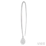 1/3 Ctw Pear Shape Dangler Lovebright Round Cut Diamond Earrings in 14K White Gold