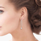 1/3 Ctw Round Dangler Lovebright Diamond Earrings in 14K White Gold