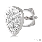 1/2 Ctw Pear Shape Lovebright Round Cut Diamond Bezel Stud Earrings in 14K White Gold
