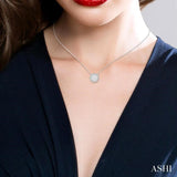 1 Ctw Circular Round Cut Diamond Lovebright Pendant With Chain in 14K White Gold