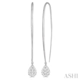1/2 Ctw Pear Shape Dangler Lovebright Round Cut Diamond Earrings in 14K White Gold