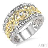 1/2 Ctw Round Cut Diamond Fashion Band in 14K White and Yellow Gold