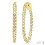 1.00 ctw Inside-Out Round Cut Diamond Hoop Earrings in 14K Yellow Gold
