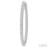1 1/2 ctw Inside-Out Round Cut Diamond Oval Shape Hoop Earrings in 14K White Gold