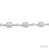 1/6 Ctw Square Shape Round Cut Diamond Bracelet in Sterling Silver