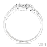 1/10 Ctw Round Cut Diamond Twin Heart Ring in Sterling Silver