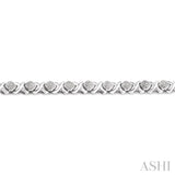 1/10 Ctw 'X' and SQ Round Cut Diamond Bracelet in Sterling Silver