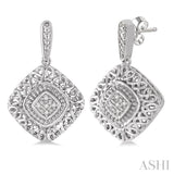1/20 ctw Cushion Shape Single Cut Diamond Earrings in Sterling Silver