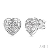 1/20 ctw Single Cut Diamond Heart Earrings in Sterling Silver