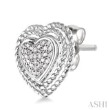 1/20 ctw Single Cut Diamond Heart Earrings in Sterling Silver