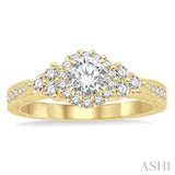 3/4 Ctw Diamond Engagement Ring with 1/4 Ct Round Cut Center Stone in 14K Yellow Gold