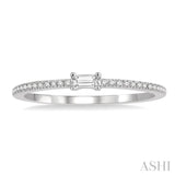 1/6 ctw Petite Baguette Center Round Cut Diamond Stack Band in 14K White Gold
