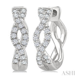 1/6 Ctw Entwined Round Cut Diamond Huggie Petite Earrings in 10K White Gold