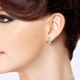 1/10 Ctw Lattice Long Hexagonal Pod Round Cut Diamond Huggie Petite Earrings in 10K White Gold