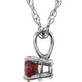 Sterling Silver 3 mm Imitation Mozambique Garnet Youth Solitaire 14