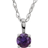 Sterling Silver 3 mm Imitation Amethyst Youth Solitaire 14