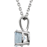 Sterling Silver 3 mm Imitation Aquamarine Youth Solitaire 14