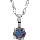 Sterling Silver 3 mm Imitation Alexandrite Youth Solitaire 14