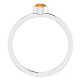 Rhodium-Plated Sterling Silver 4 mm Imitation Citrine Ring