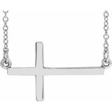 Sterling Silver 22x11.5 mm Sideways Cross 16-18