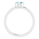 14K White 5 mm Natural Aquamarine Ring