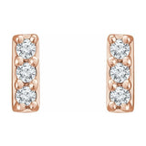 14K Rose .05 CTW Natural Diamond Bar Earrings