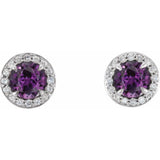 14K White 3.5 mm Lab-Grown Alexandrite & 1/8 CTW Natural Diamond Earrings