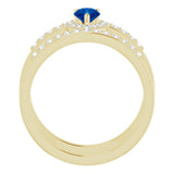 14K Yellow Natural Blue Sapphire & 1/3 CTW Natural Diamond Ring