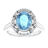 Platinum Natural Aquamarine & 1/6 CTW Natural Diamond Ring