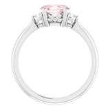 Platinum 7x5 mm Oval Natural Pink Morganite & .08 CTW Natural Diamond Ring