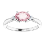 Platinum 7x5 mm Oval Natural Pink Morganite & .08 CTW Natural Diamond Ring