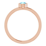14K Rose 4 mm Natural Aquamarine Ring