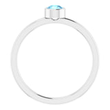 Platinum 4 mm Natural Aquamarine Ring