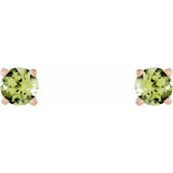 14K Rose 4 mm Natural Peridot Stud Earrings