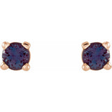 14K Rose Gold 2.5 mm Lab-Grown Alexandrite Earrings