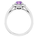Sterling Silver Natural Amethyst & 1/3 CTW Natural Diamond Ring