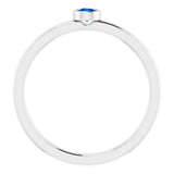 Platinum 3 mm Lab-Grown Blue Sapphire Ring
